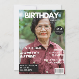 Magazine Photo 91st birthday invitations for her 