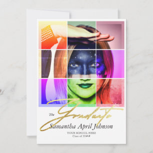 Magazine Pop Art Retro Modern Graduation Photo  Invitation