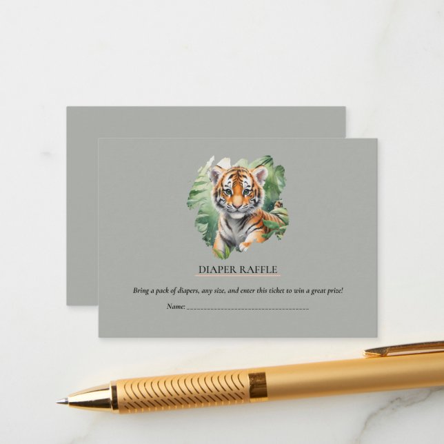 Magazine Style Wild Safari cute Tiger baby shower  Enclosure Card (Front/Back In Situ)
