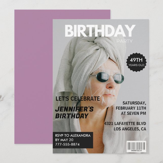 Magazine Stylish Photo 49e anniversaire invitation (Devant / Derrière)