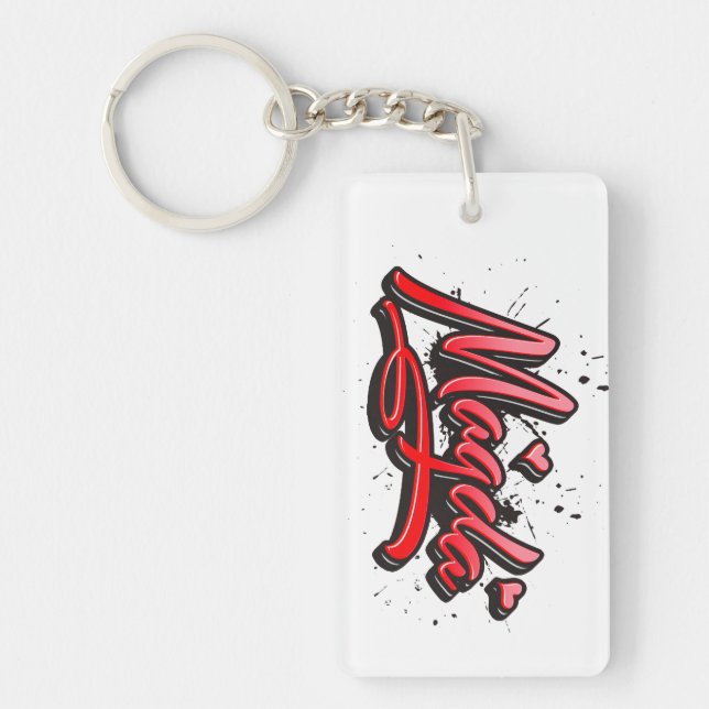 Magda Heart Splash Graffiti Key Keychain (Front)