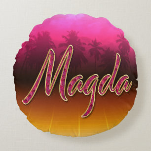 Magda Vorname Name golden pink Kissen Round Pillow