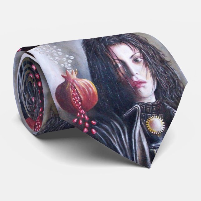 MAGDALEN AND POMEGRANATE Red Grey Tie (Rolled)