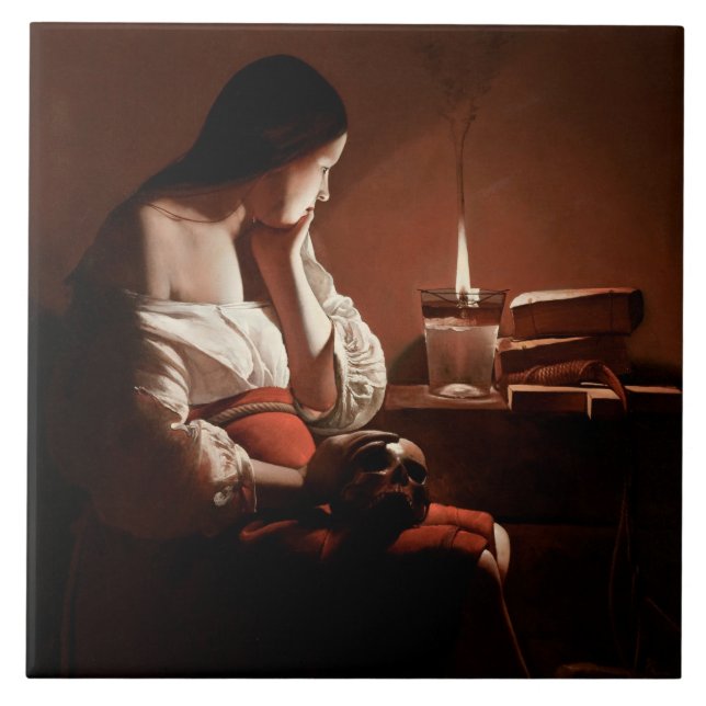 Magdalene with the Smoking Flame, La Tour Tile (Front)