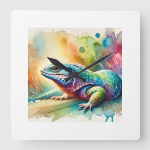 Magellanic Lizard 120924AREF105 - Watercolor Square Wall Clock