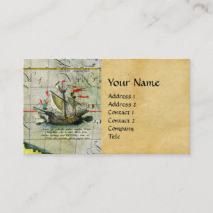Magellans ship Victoria, Antique Map Pacific Ocean Business Card