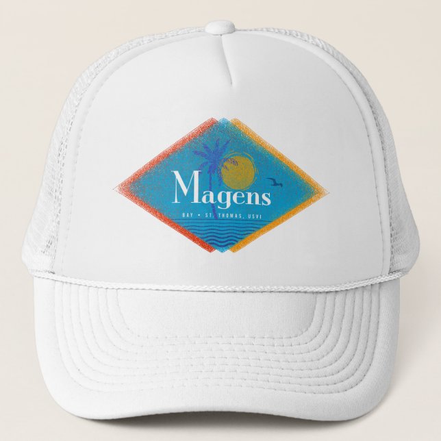 Magens Bay Mid Century Retro USVI St. Thomas Trucker Hat (Front)