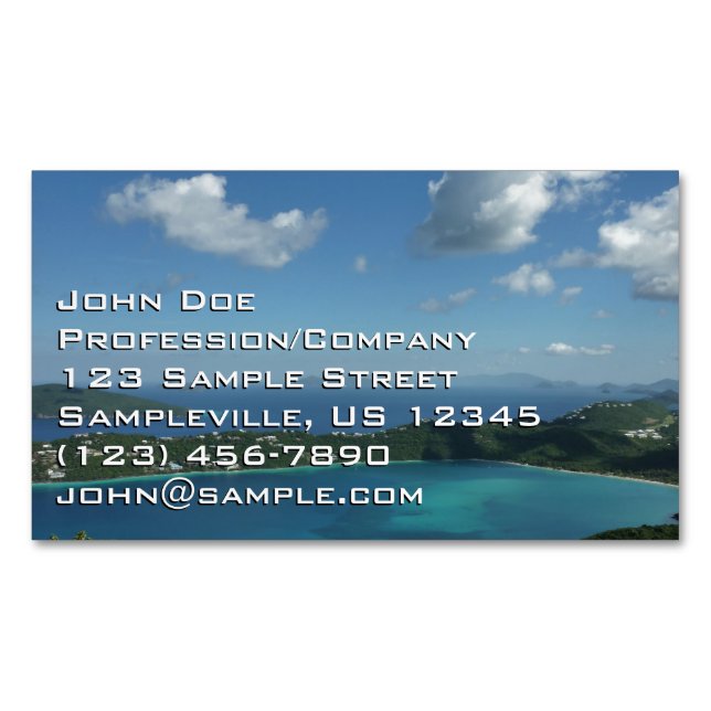 Magens Bay, St. Thomas Beautiful Island Scene Magnetic Business Card (Front)
