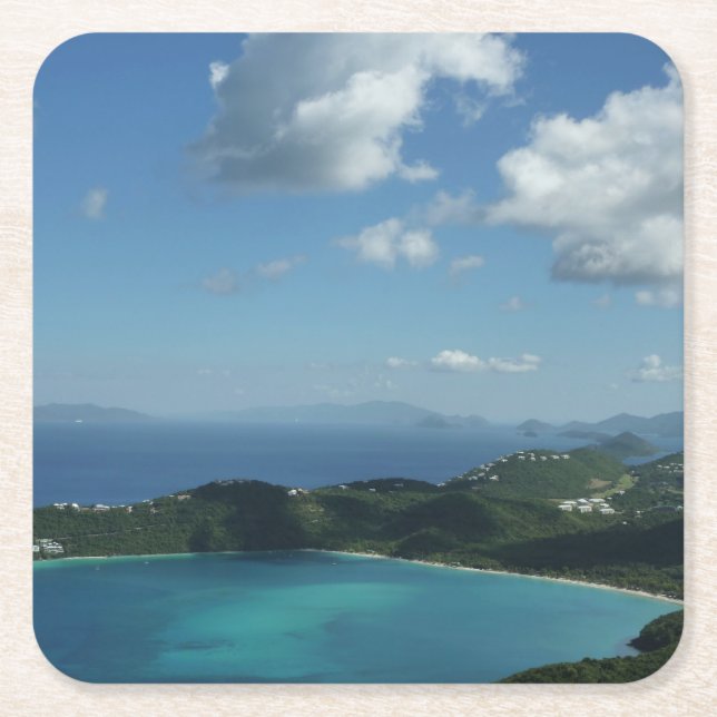 Magens Bay, St. Thomas Beautiful Island Scene Square Paper Coaster (Front)