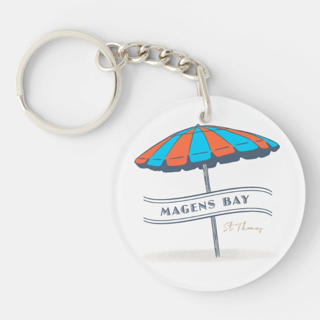 Magens Bay St Thomas USVI Caribbean Beach Time Keychain (Front)