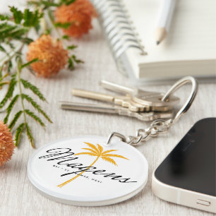 Magens Bay St Thomas USVI Minimal Palm Tree Keychain