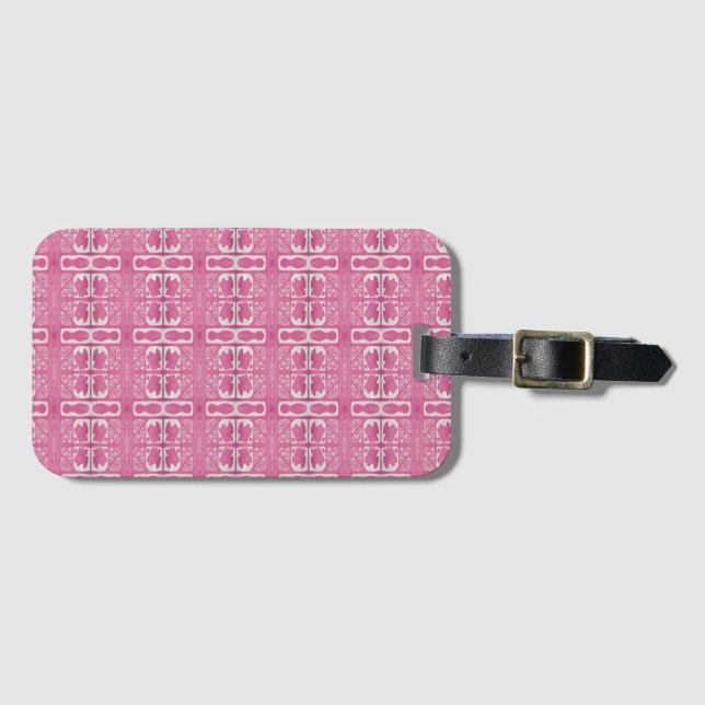 Magenta Abstract Block Print Luggage Tag (Front Horizontal)