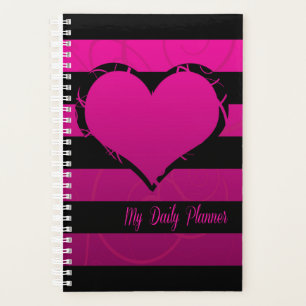 Magenta and Black Heart Planner