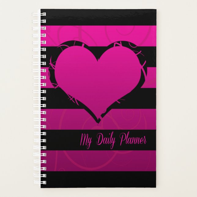 Magenta and Black Heart Planner (Front)
