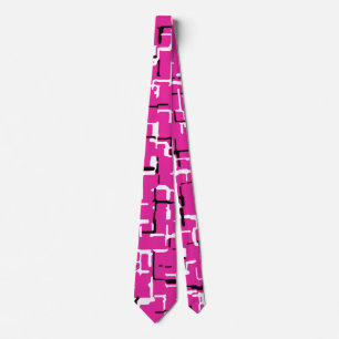 Magenta and Black White Abstract Pattern Tie