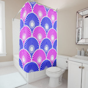 Magenta and Blue Chinese Semi Circle Wave Pattern