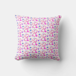 Magenta and Blue Colourful Modern Throw Pillow