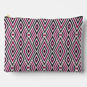 Magenta and Blue Geometric Pattern  Accessory Pouch