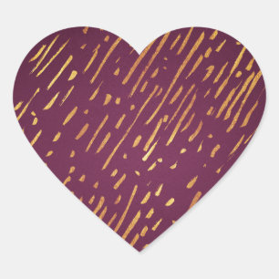 Magenta and Faux Gold Foil Streaks Heart Sticker
