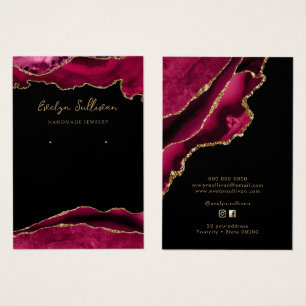 Magenta and gold agate jewelry display card