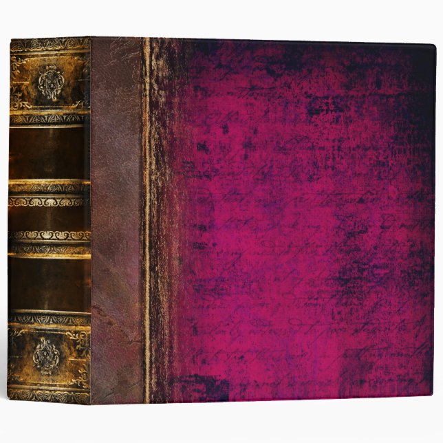 Magenta and Gold Burnished Faux Leather Binder (Front/Spine)