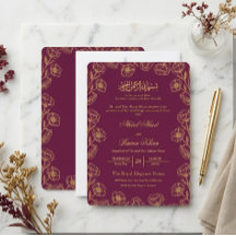 Magenta and Gold Floral Islamic Muslim Wedding