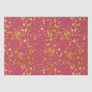  Magenta and Gold Leaves   Tissue Paper