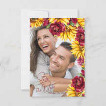 Magenta and Golden Yell Wedding Save the Date Card