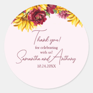 Magenta and Golden Yellow Wedding Classic Round Sticker