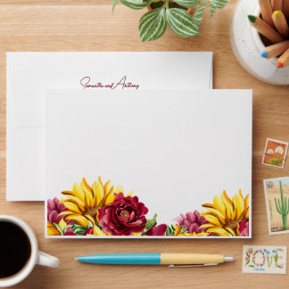 Magenta and Golden Yellow Wedding Envelope