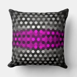 Magenta and Grey Hexagons Pattern Throw Pillow