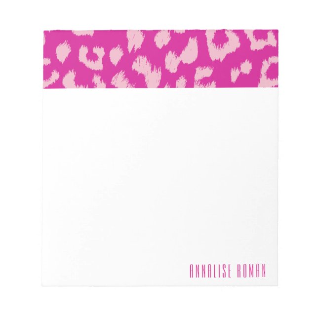 Magenta and Pink Leopard Print Notepad (Front)