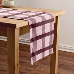 Magenta and Pink Plaid Pattern Long Table Runner