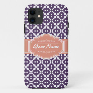 Magenta and Salmon Decorative Clover Personalized iPhone 11 Case