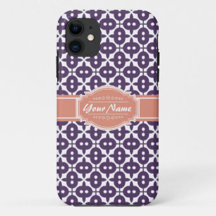 Magenta and Salmon Decorative Clover Personalized iPhone 11 Case