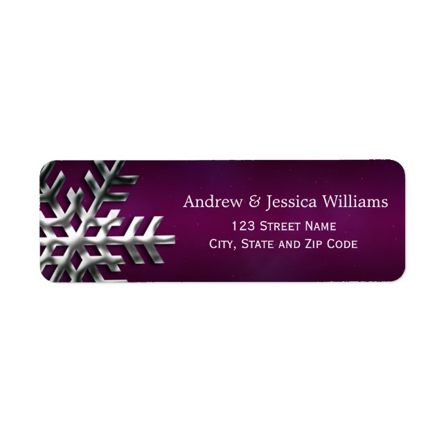 Magenta and Silver Snowflake Address Labels (Front)