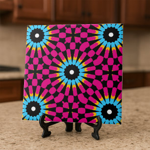 Magenta and Turquoise Chic Geometric Pattern Tile