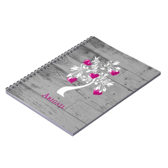Magenta Arbre des Coeurs Carnet personnalisé (Côté gauche)