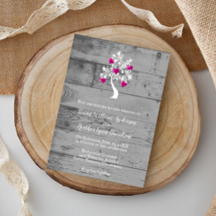Magenta Arbre des Coeurs Faire-part de mariage