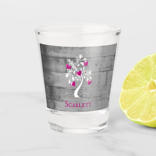 Magenta Arbre des Coeurs Verre de tir personnalisé (Devant)
