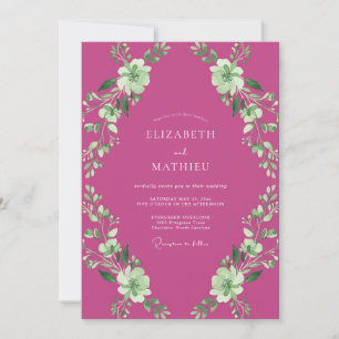 Magenta Artistic Botanical Wedding Invitation