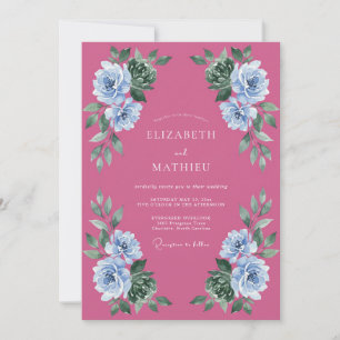 Magenta Artistic Summer Wedding Invitation