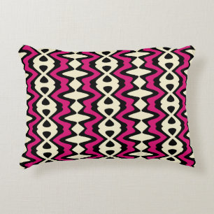Magenta Beige Black Unique Pattern Accent Pillow
