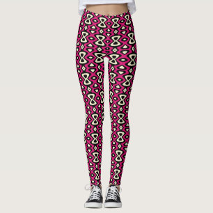 Magenta Beige Black Unique Pattern Leggings