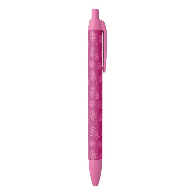 Magenta Berry Pattern Black Ink Pen (Bottom (Vertical))