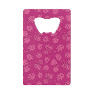 Magenta Berry Pattern Credit Card Bottle Opener