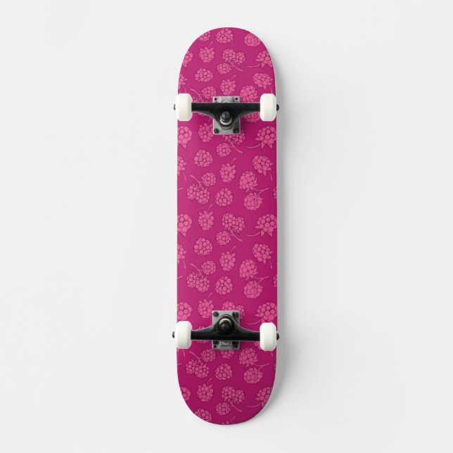 Magenta Berry Pattern Skateboard (Front)