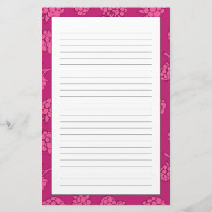 Magenta Berry Pattern Stationery