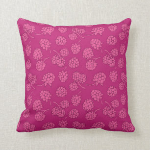 Magenta Berry Pattern Throw Pillow