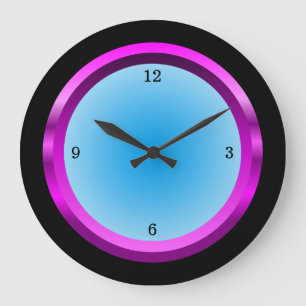 Magenta Black and Cool Blue Large Clock